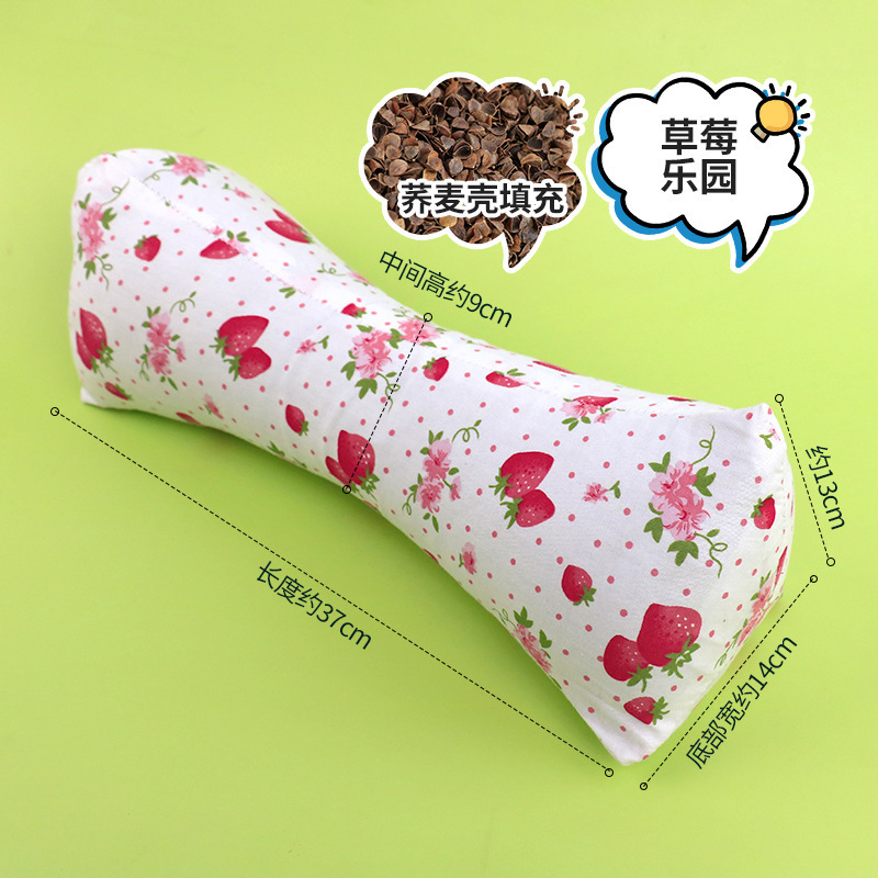 颈椎反弓枕头助睡眠牵引拉伸全荞麦壳塌陷家用护颈椎圆柱硬枕芯|undefined