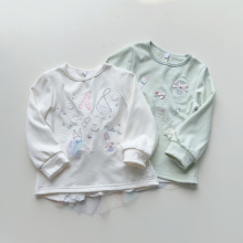 日单JUO尾货110-130中小童女孩秋冬保暖绒衫卫衣燕尾式彩虹纱刺绣