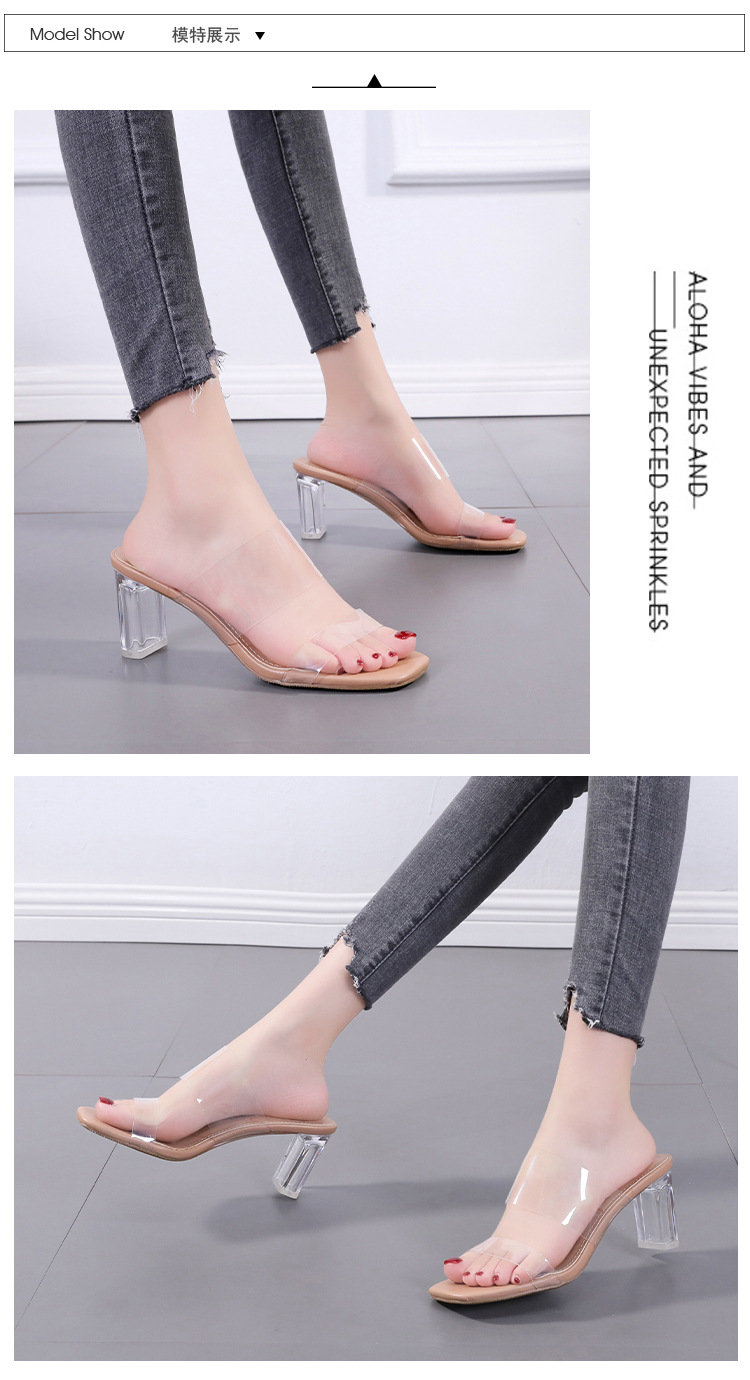 Transparent High Thick-heeled Sandals display picture 12