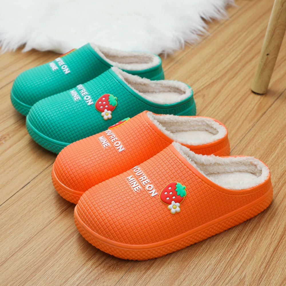 Fleece keep warm slippers platform, winter cute footwear, non-slip shoes