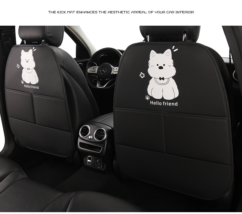 Puppy Lady Cute Cartoon Car Seat Back Anti-Kick Pad Car Seat Rear Anti-Fouling Pad with Storage Strap