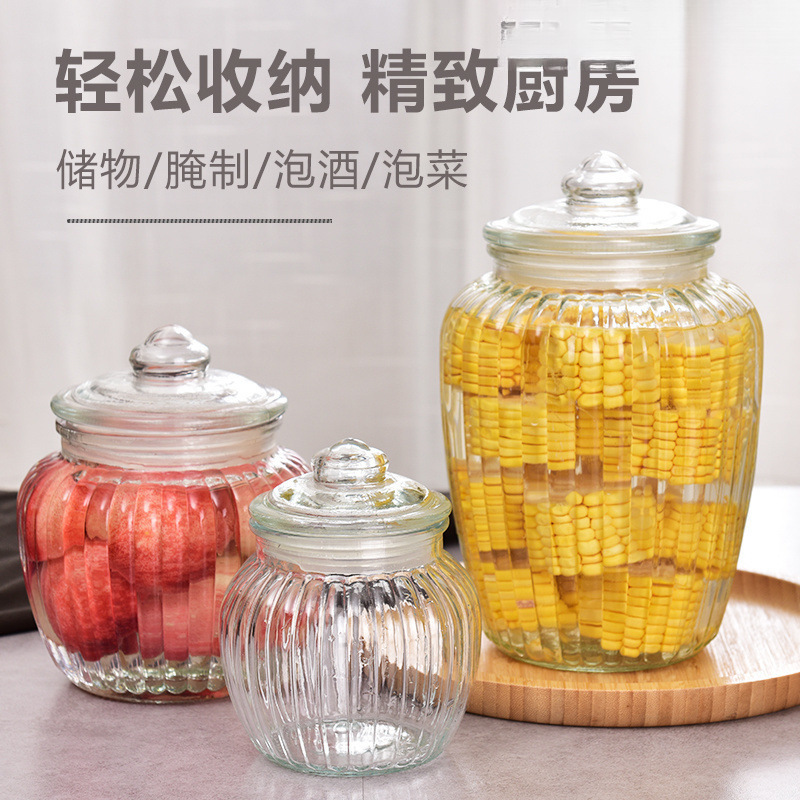 gran capacidad gruesa vidrio sellado tanque con cubierta encurtido doméstico cerveza granos almacenamiento de granos gruesos recipiente