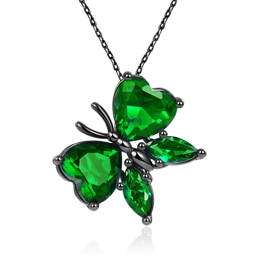 Collana con ciondolo a farfalla in cristallo verde di vendita calda, accessori per gioielli animali da donna alla moda e versatili,_voghion.com