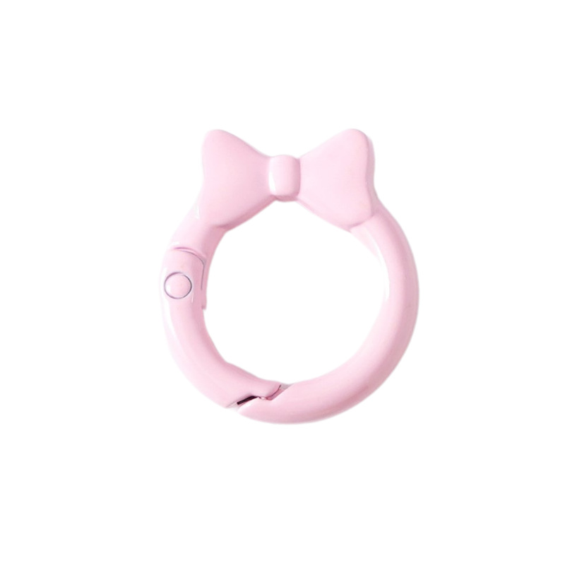 蝶結びカラースプリングバックル蝶ネクタイリング明るいスプリングリングキーホルダーDIY部品合金接続リング