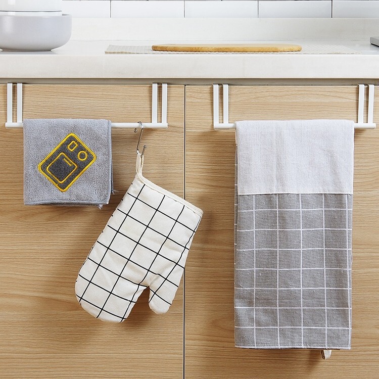 Cabinet door rag rack nail-free punch towel rack Bathroom Kitchen single rod door back towel bar