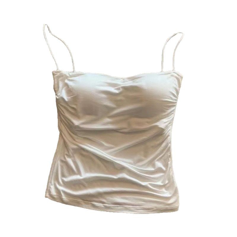 Chicas calientes de verano, puras, pliegues, camisola, tirantes delgados para mujeres, uso externo, sin mangas, nicho, delgado, dulce y picante