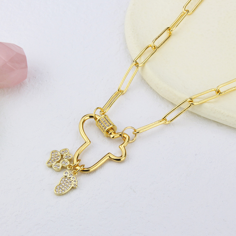 simple hollow butterfly foot pendant copper gold-plated necklace wholesale