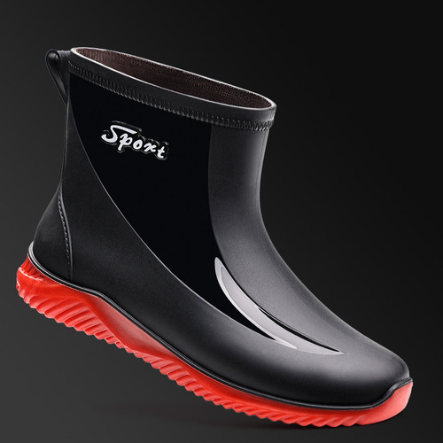New style fashionable waterproof non-slip men's rain shoes short boots kitchen work fishing rain boots car washing water shoes trendy rubber overshoes