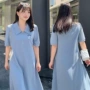 大码夏季显瘦撞色长裙