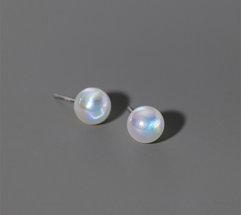 1 Pair Simple Style Round Artificial Pearl Sterling Silver Ear Studs display picture 2