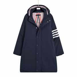 TB冬季男女同款加厚90白鸭绒连帽长款经典四杠四杠长款羽绒服外套