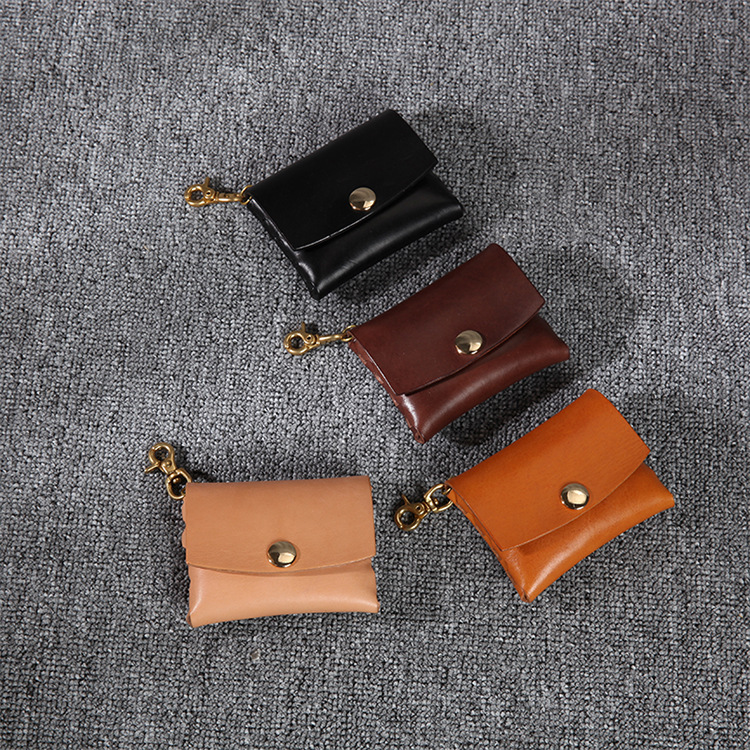 2021 new pattern The first layer Vegetable tanned leather manual Do the old Vintage Style Coin bag trumpet coin purse Europe and America Cross border
