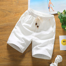 夏季薄款棉麻短裤男士五分裤休闲亚麻中裤宽松运动沙滩裤子外穿