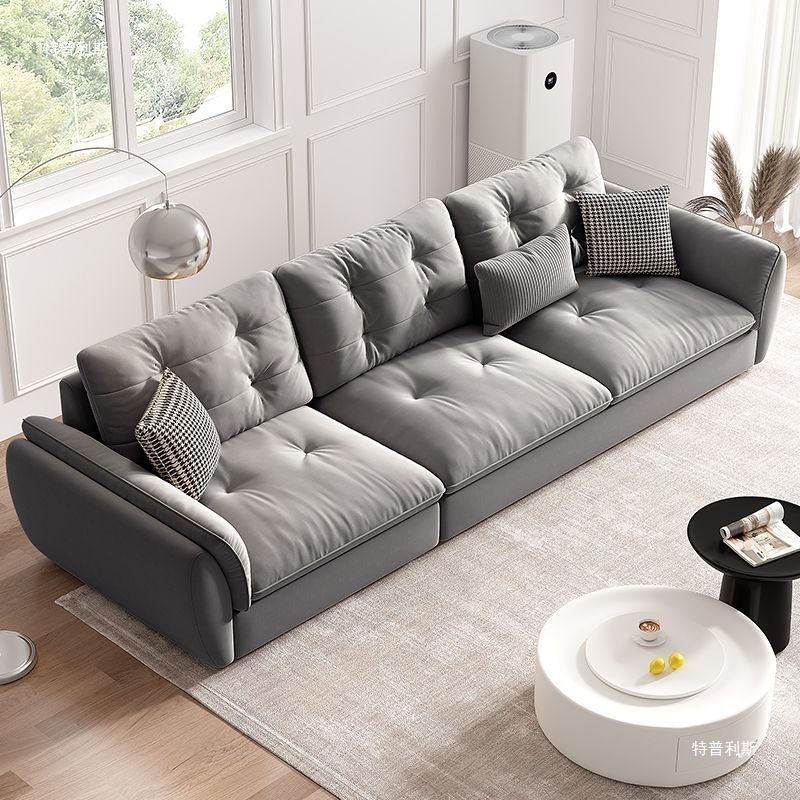 New Cream Style Living Room Small Apartment Simple Modern Light Luxury Technology Fabric Sofa Home Straight Row Cloud Sofa