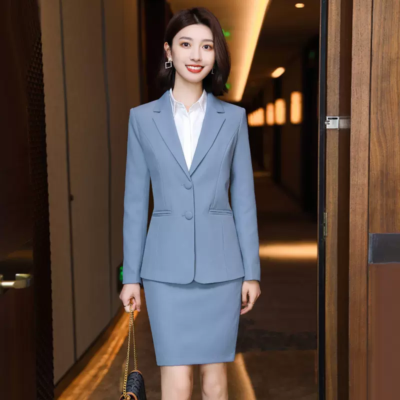 春夏新款女式长袖西装正装职业装女裙套装办公室工作服
