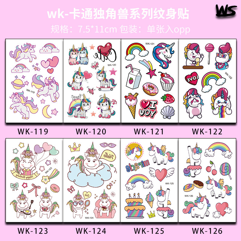 Tatuajes Temporales Infantiles de Unicornio y Sirena Papel de Transferencia de Agua Multicolor para Niños