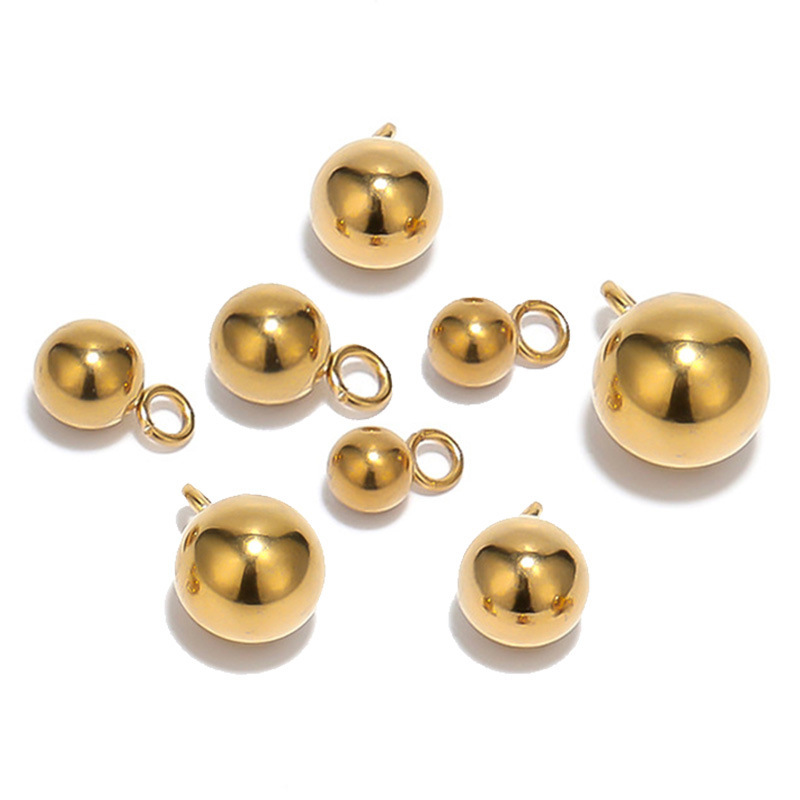 クロスボーダーネックレスブレスレットアクセサリービーズアクセサリーステンレス鋼ボールソリッドペンダント diy ラウンドビーズペンダントペンダント|undefined