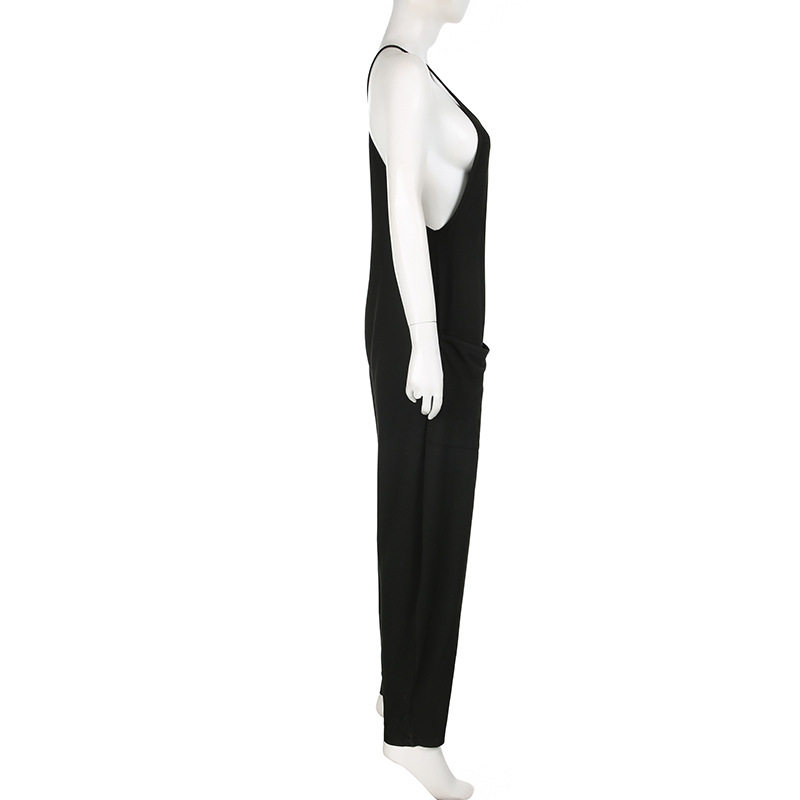 Casual Women Solid Color Loose High Elastic Suspender Pants Street Harem Loose One Piece Trousers Summer