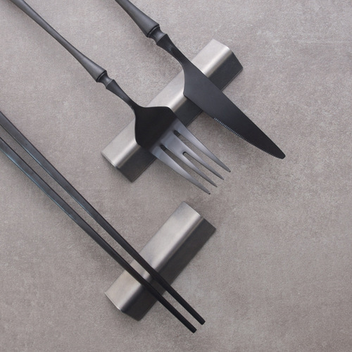 Japanese-style creative chopstick holder household hotel tableware chopstick rest spoon rest 304 stainless steel antique chopstick cushion geometric chopstick stand