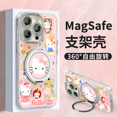可爱kt猫支点支架适用苹果16可爱手机壳13promax羽纱15全包14女生