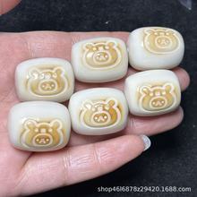 象牙果碳烤小熊桶珠 diy材料手编绳项链佛珠挂件手串手链文玩配饰