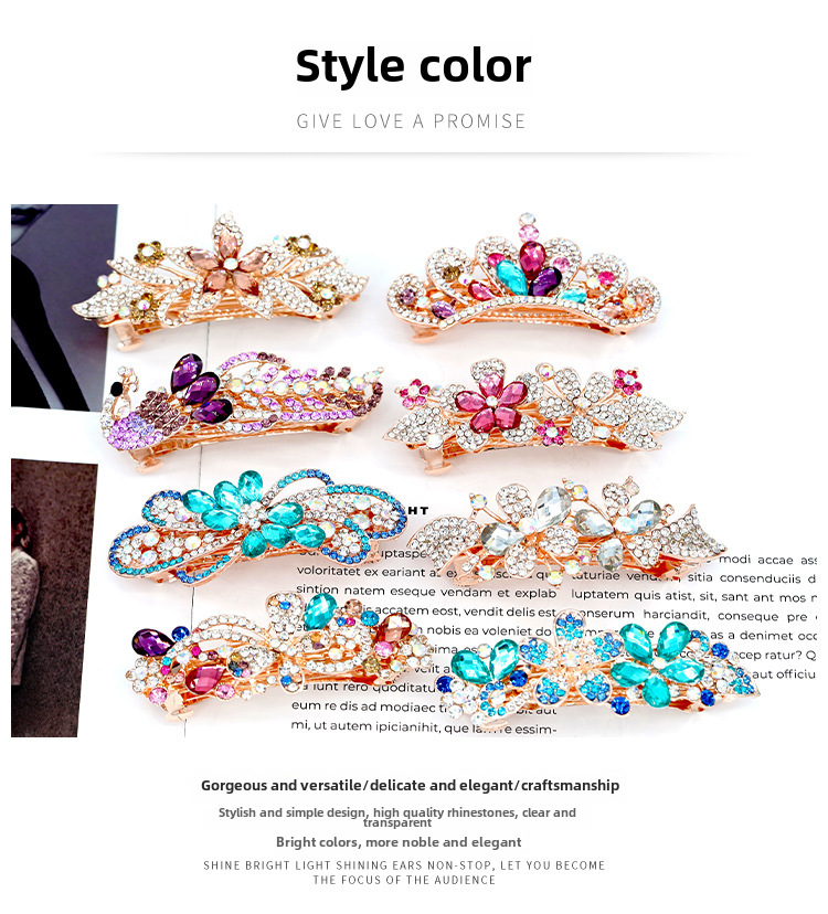 Fermaglio capelli strass elegante molletta in metallo_voghion.com