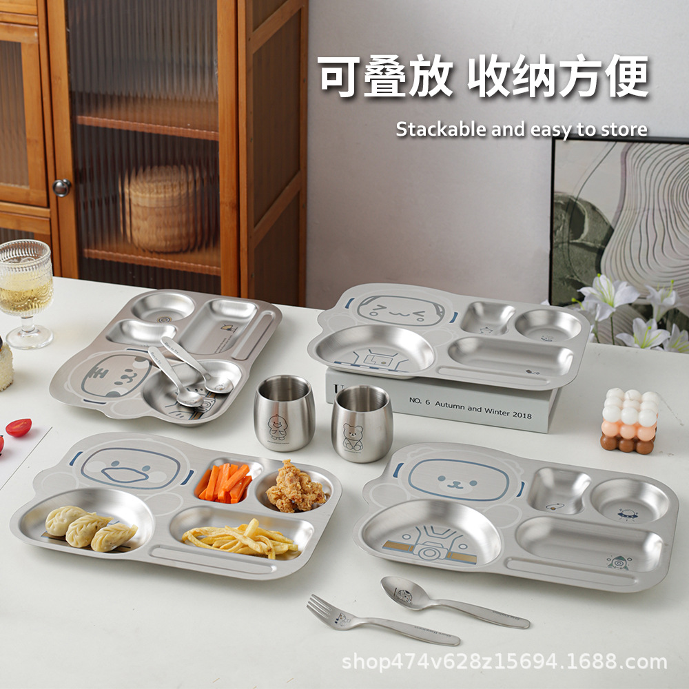 Children's cartoon dinner plate stainless steel