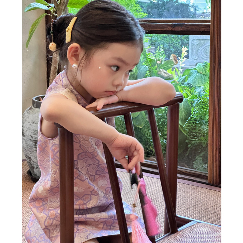女童旗袍裙2025秋季新款儿童提花无袖背心裙女宝宝连衣裙汉服唐装|undefined