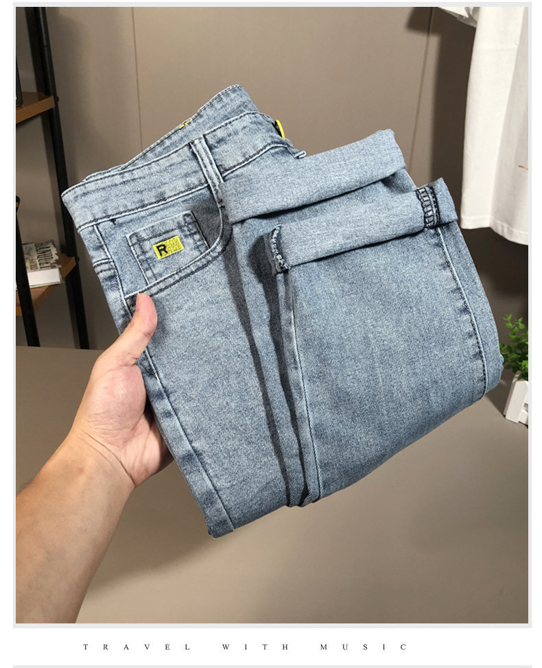 Jeans slim fit da uomo pantalone in denim elastico alla moda_voghion.com