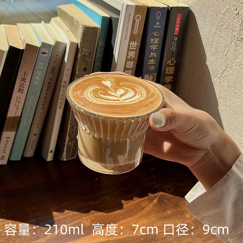 Tazas de café latte de alto valor transparente de hielo americano tazas de vidrio de flores sucias