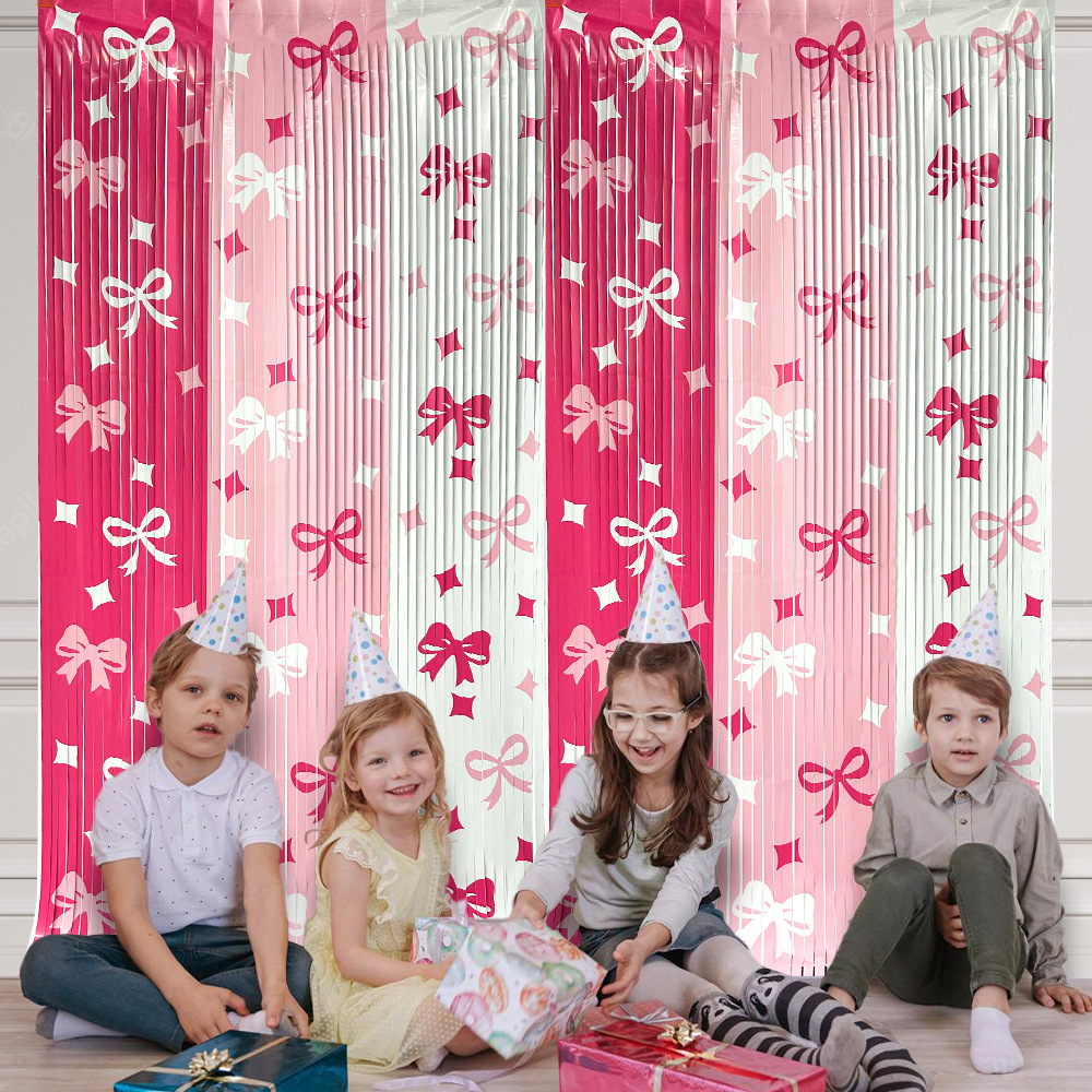 Cross-Border Rain Curtain Three-Color Bow Valentine's Day Rain Curtain Birthday Party Engagement Party Decoration Supplies