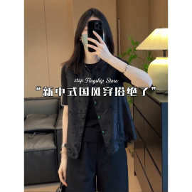 仅用于产品展示勿拍-高级感黑色新中式马甲短款外套女春夏新款百
