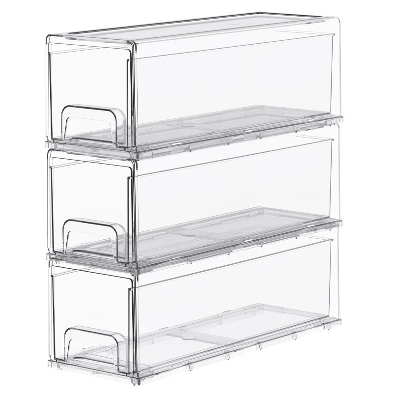 Caja de almacenamiento de plástico cosmético de escritorio transparente de gran capacidad para ropa juguetes ropa interior caja de almacenamiento tipo cajón