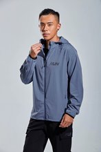 春秋款2021连帽拉链休闲运动服外套男士登山布160G10%氨纶90%锦纶