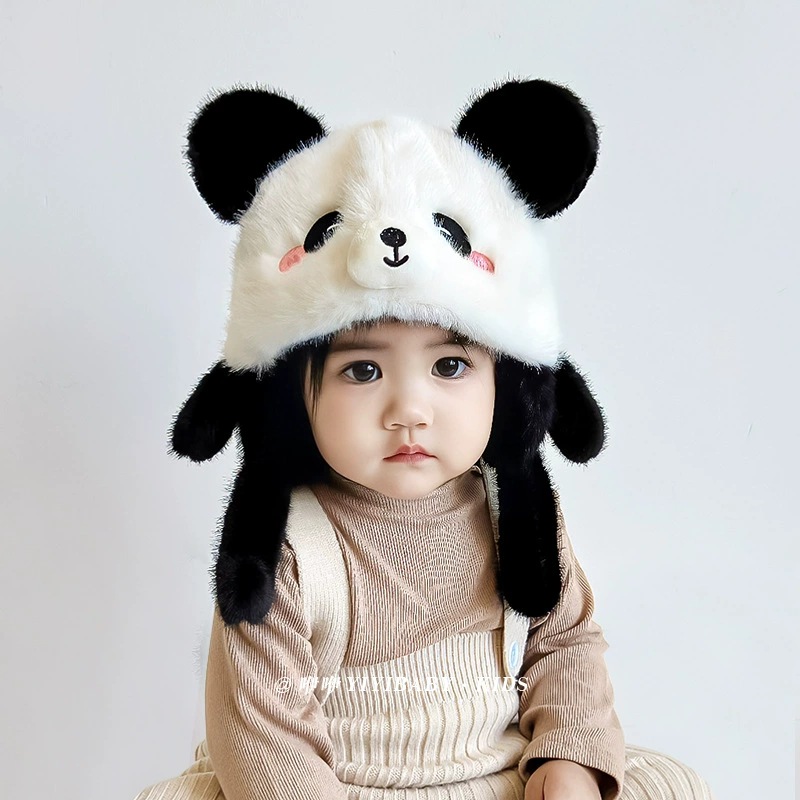 Children's demi-season cartoon windproof keep warm velvet hat for men and women to go out, increased thickness