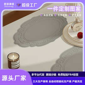 批发椭圆浮雕花边餐垫韩式欧式硅胶桌垫防滑抗皱易清洗隔热垫