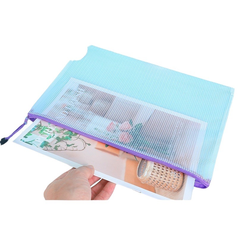 File bag mesh zipper A4 transparent file bag zipper bag file bag invoice bag PVC information bag