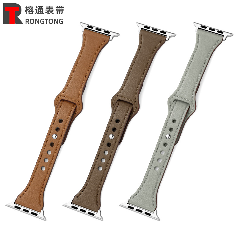 Suitable for apple strap apple iwatch 8/SE/7 small waist buckle leather strap Microfiber leather wrist strap