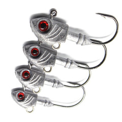 魚型鉛頭鈎裸色裸片高碳鋼血槽鈎廠家批發路亞魚鈎海釣漁具配件鈎