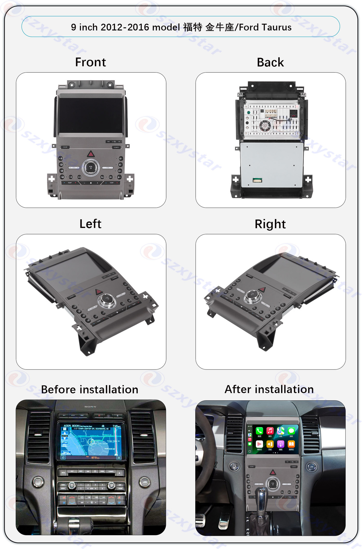 Suitable for 10-Inch 12-16 Model Ford Taurus Android Wireless Carplay Navigation 360 Panoramic All-In-One Machine