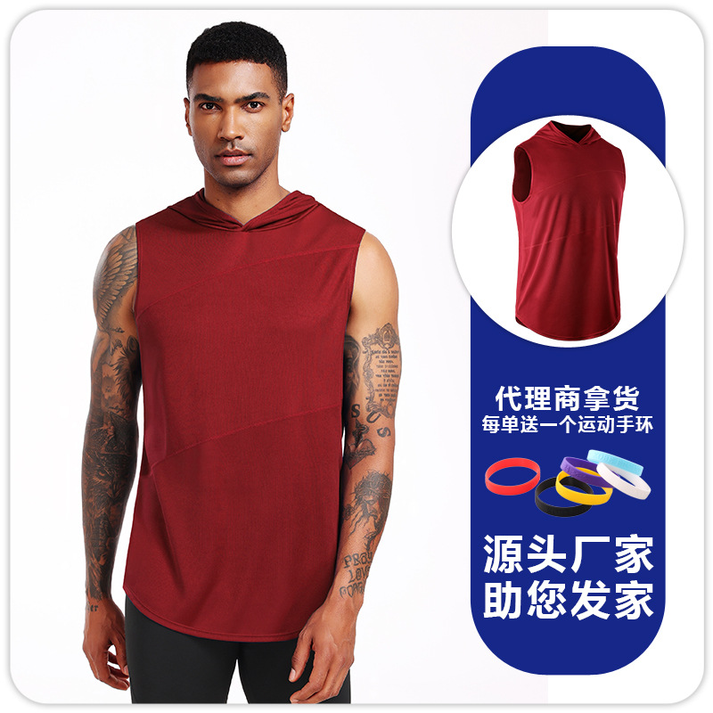 Ropa de ejercicios suelta con capuzas para hombres baloncesto correr ropa deportiva casual malla transpirable secado rápido chaleco muscular