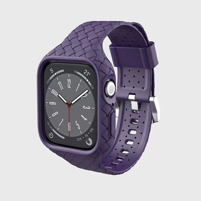 Applicable to Apple AppleWatch woven pattern all -all -in -one side with 45mm solid silicone luxury cover 40