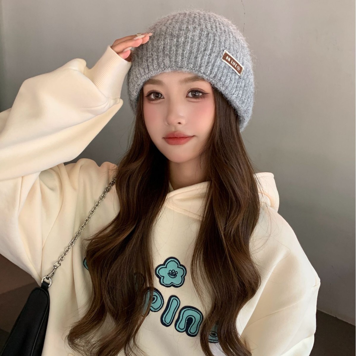 Solid Color Large Head Circumferece Face Slimmig Postpartum Autum Witer Fleece Lied Cold Thick Kitted Hat For_voghion.com