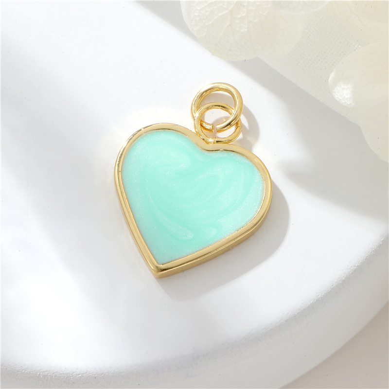 5g Weight Pendant Jewelry Making Type DIY Jewelry Accessories Classification 1 Piece Quantity Copper Material Heart Shape Pattern Enamel Design Sweet, Simple Style Style 1 Piece Copper Heart Shape Pendant 6
