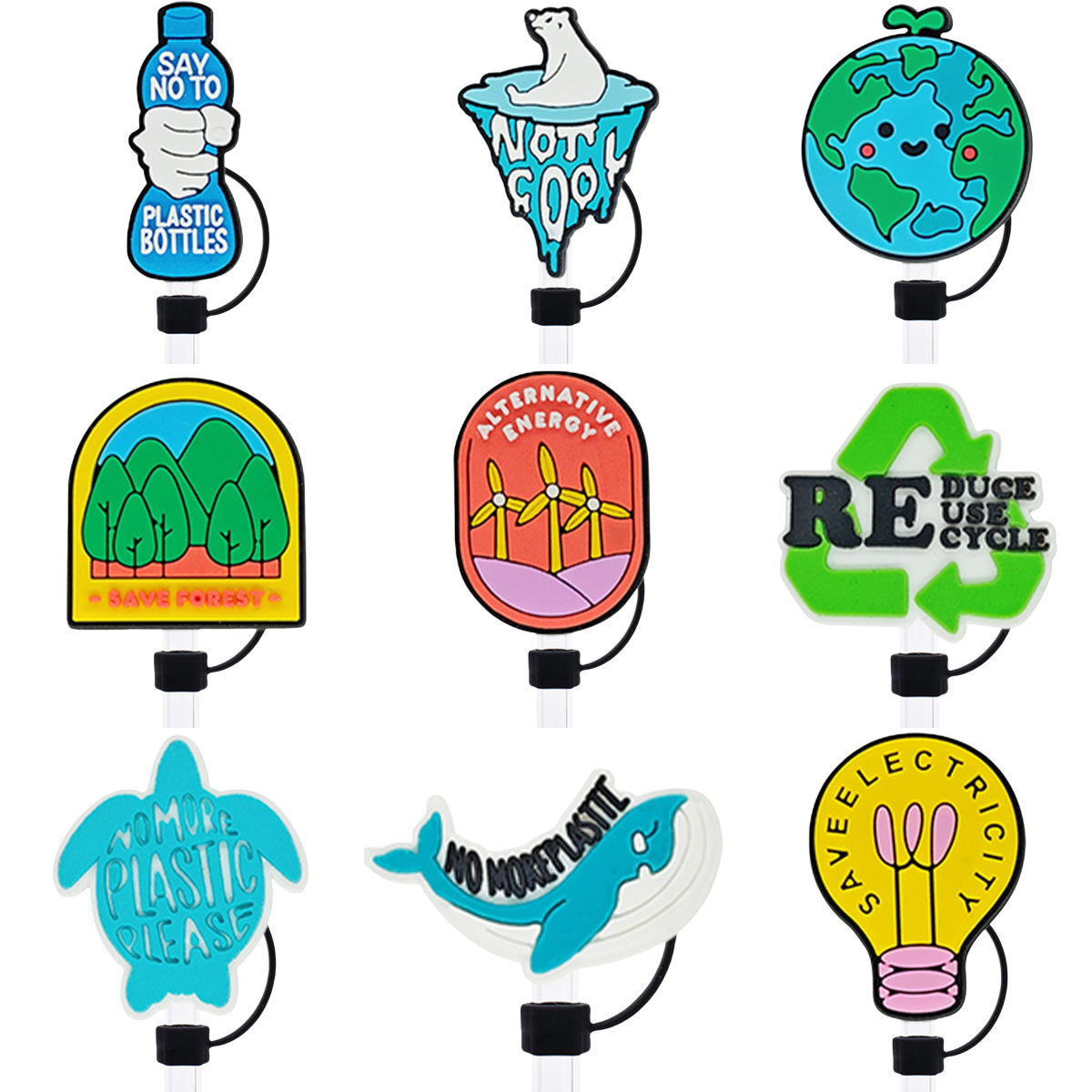 Eco-friendly reusable dustproof straw cup accessories decoration silicone straw cover