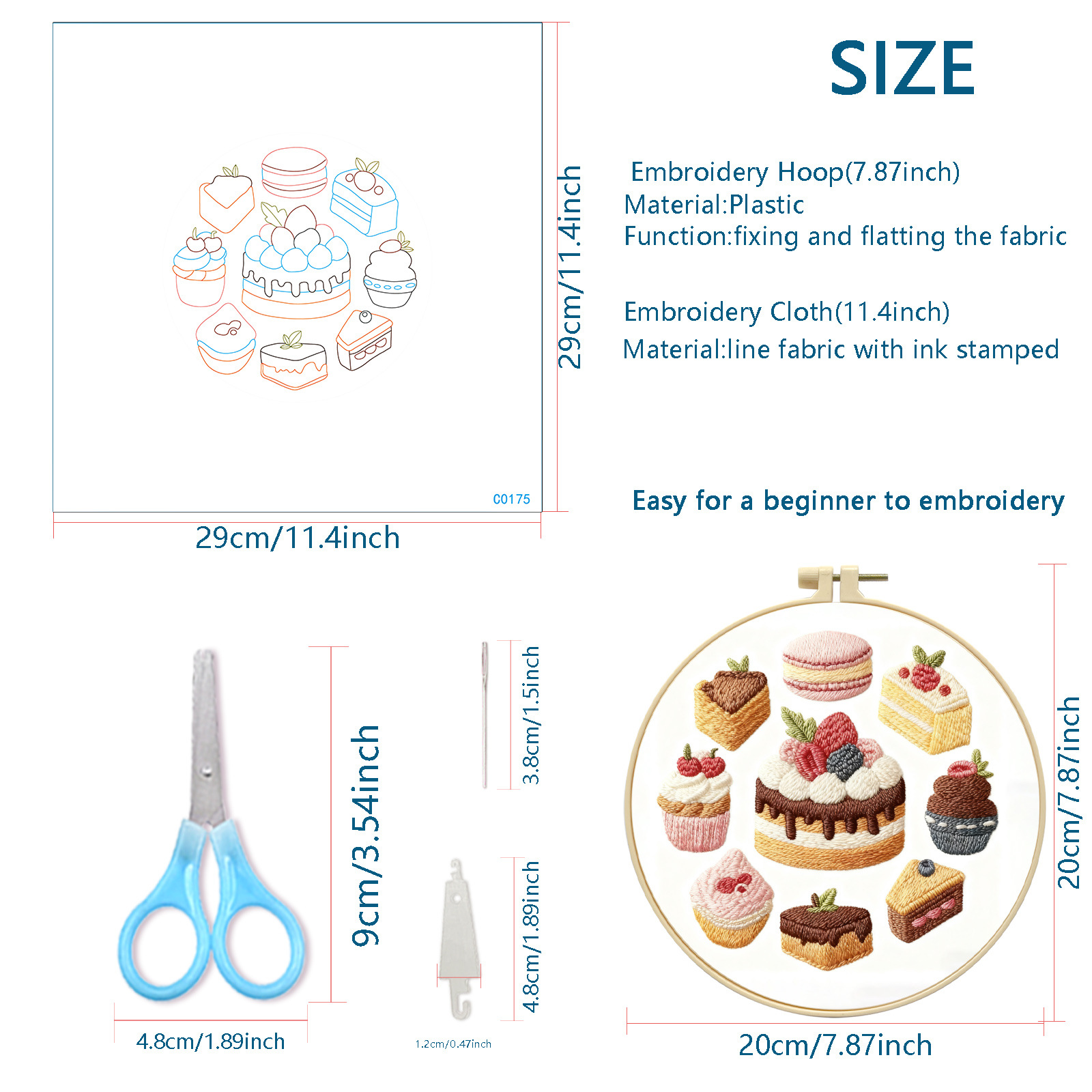 Cross-border nuevo lindo simple bordado DIY material paquete de pastel de chocolate novato Kit de bordado a mano