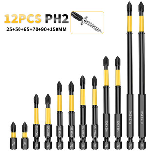 12Pcs/6Pcs Strong Magnetic Cross Ph2 Impact Screwdriver Head Set S2 Steel High Torque Hardness
