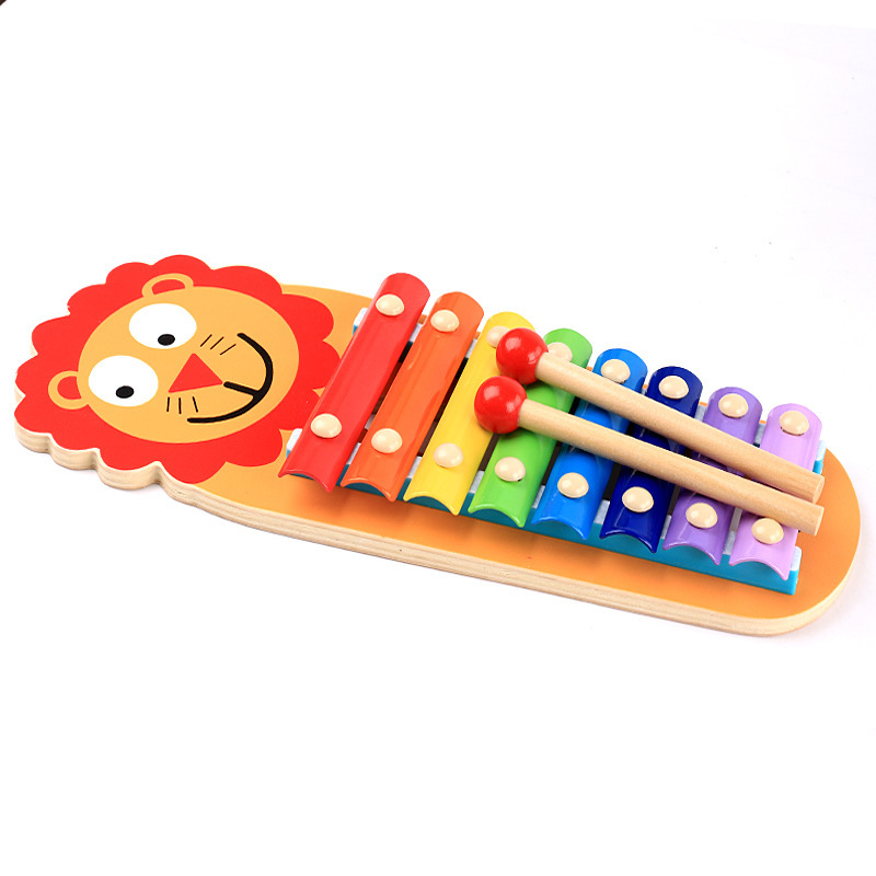 Montessori de madera de dibujos animados animal de ocho tonos de piano instrumento musical de percusión Infantil Educación Preescolar juguete educativo lote
