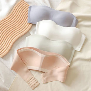 Strapless Intimates for Women, Summer Thin Non-Slip Invisible Tube Top, Breast-Retracting Jelly Strip Wrap Bra
