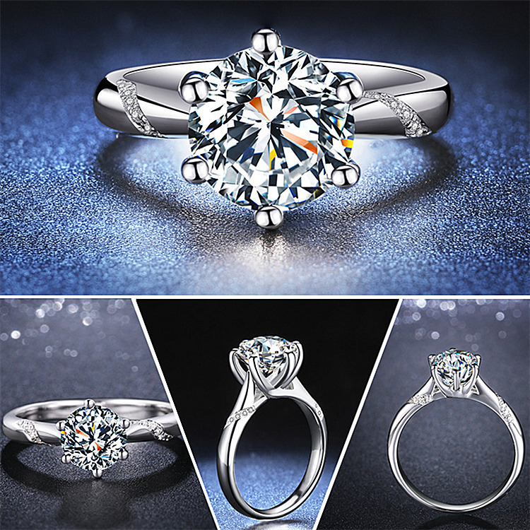 Diamond Wedding Ring For Women, Classic Six Claw Opening Ring_voghion.com